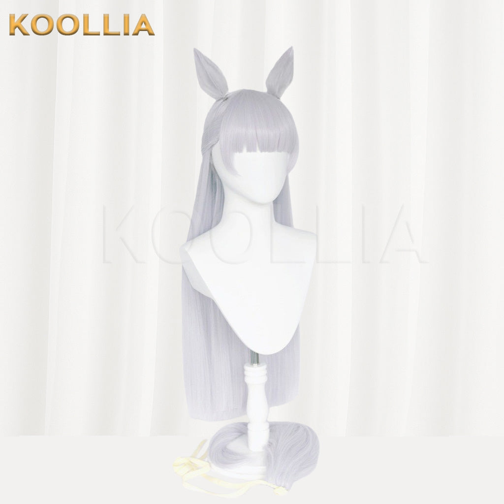 Uma Musume Gold Ship Silver Gray Purple Full Fringe Long Straight Basic Wig