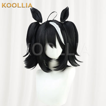 Multi-angle display of Uma Musume Pretty Derby Kitasan Black black twin tail basic wig