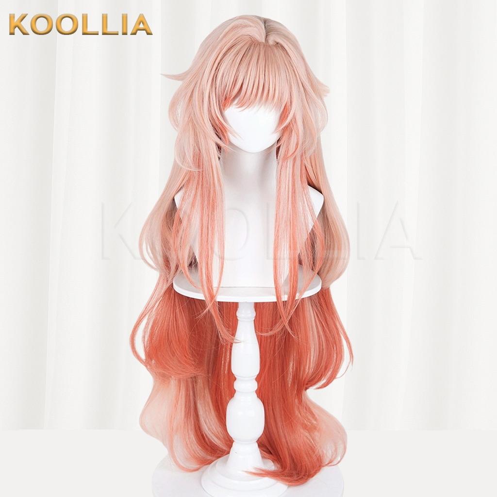 Arknights Haruka Pink Orange Gradient Long Wavy Basic Wig