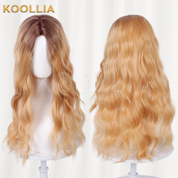 Supergirl Brown Golden Ombre Long Wavy Basic Wig Multi-angle Display by koollia