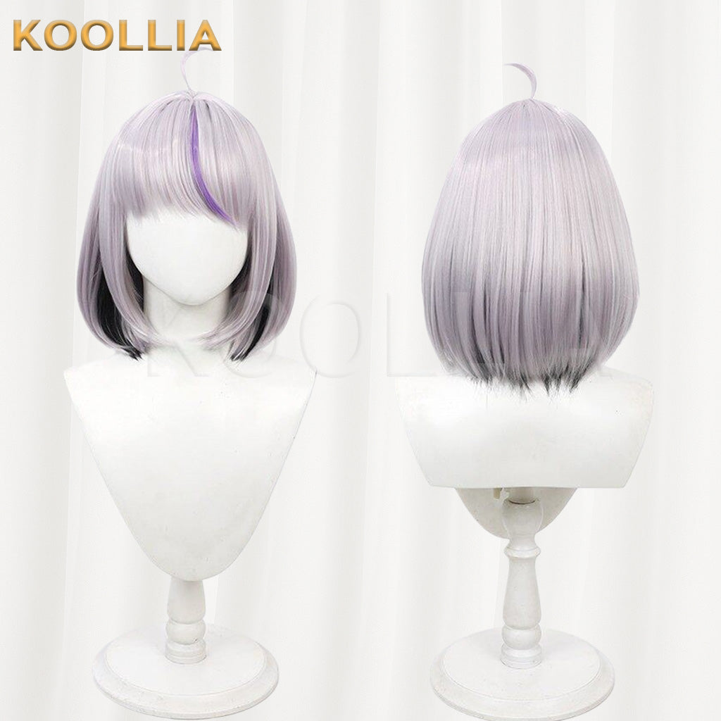 Hololive La+ Darknesss Silver Grey With Purple Highlights Basic Wig