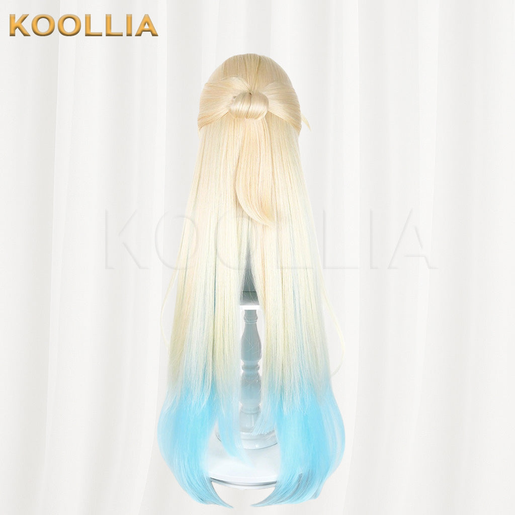 Honkai Star Rail Pearl Light Gold Sky Blue Gradient Long Twin Tails Basic Wig