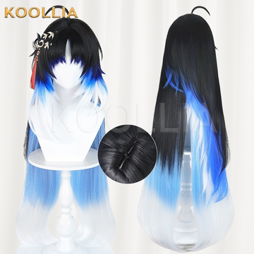 Wuthering Waves Yangyang Black To Blue White Ombre Basic Wig Multi-angle Display by koollia