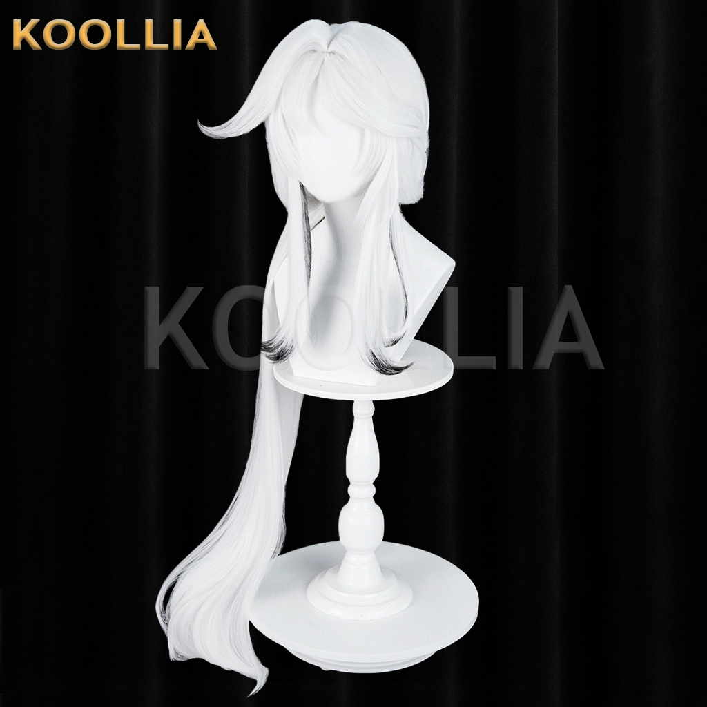 Wuthering Waves Xin Solid White With Black Tips Basic Wig