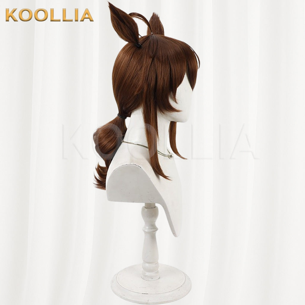 Uma Musume Nakayama Festa Deep Brown Low Ponytail Long Basic Wig