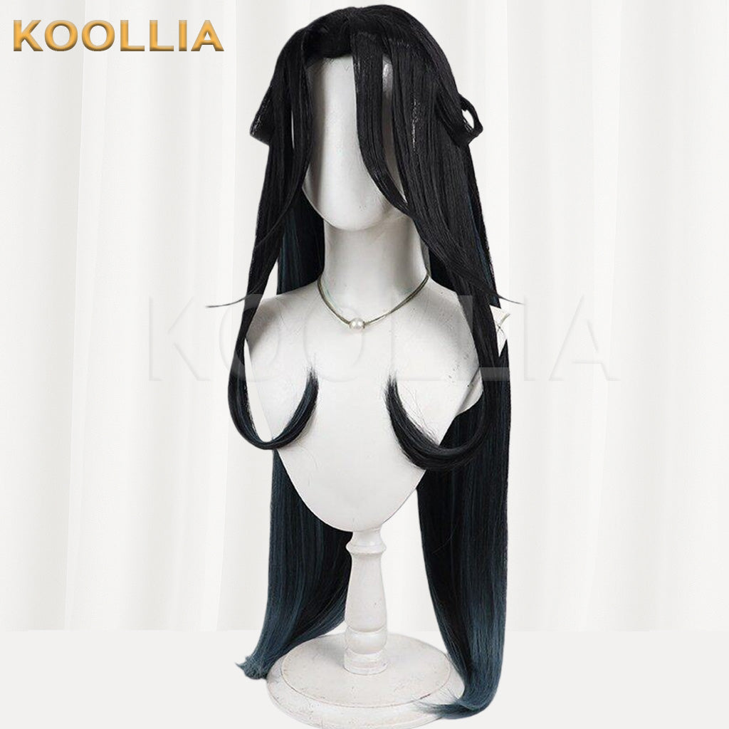 Touken Ranbu Shichiseiken Black with Blue Gradient Medium Long Basic Wig