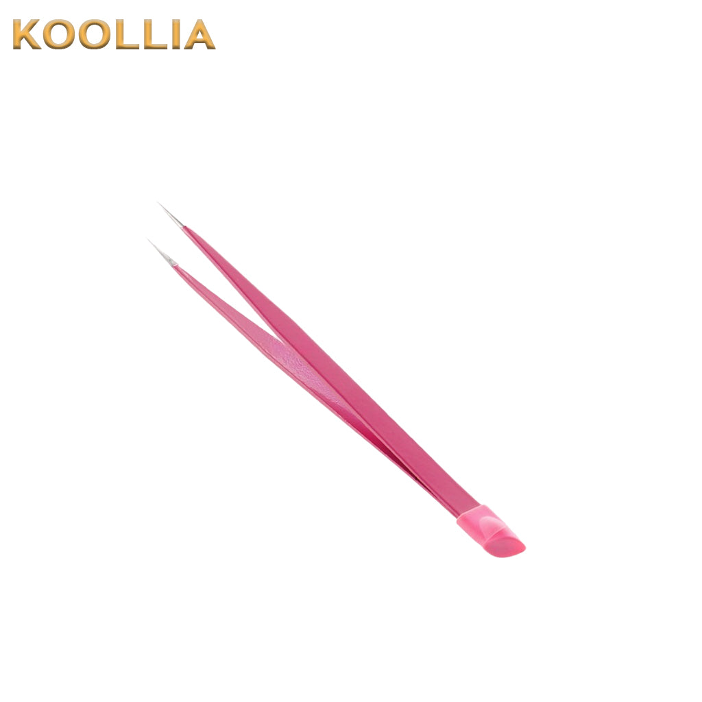 Dual-Ended Nail Art Tweezers with Silicone Tip – Stainless Steel Tool for Stickers, Rhinestones & DIY Crafts Wig Stylist Tools