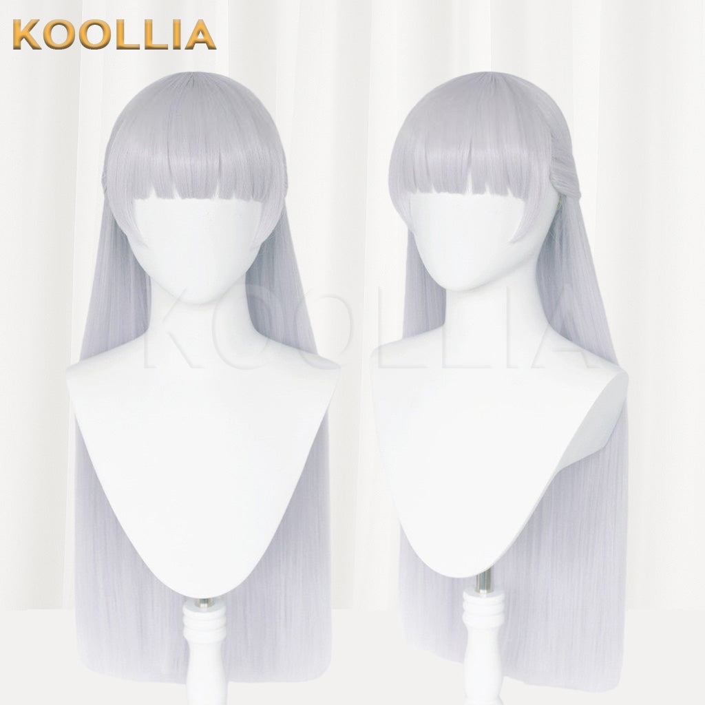 Uma Musume Gold Ship Silver Gray Purple Full Fringe Long Straight Basic Wig