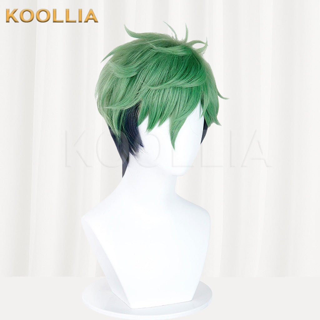 Ensemble Stars Kojika Juis Green Black Gradient Teased Spiky Short Basic Wig