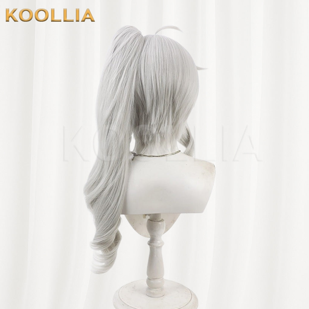 9-nine- Niimi Sora Silver White Detachable High Ponytail with Braid Basic Wig