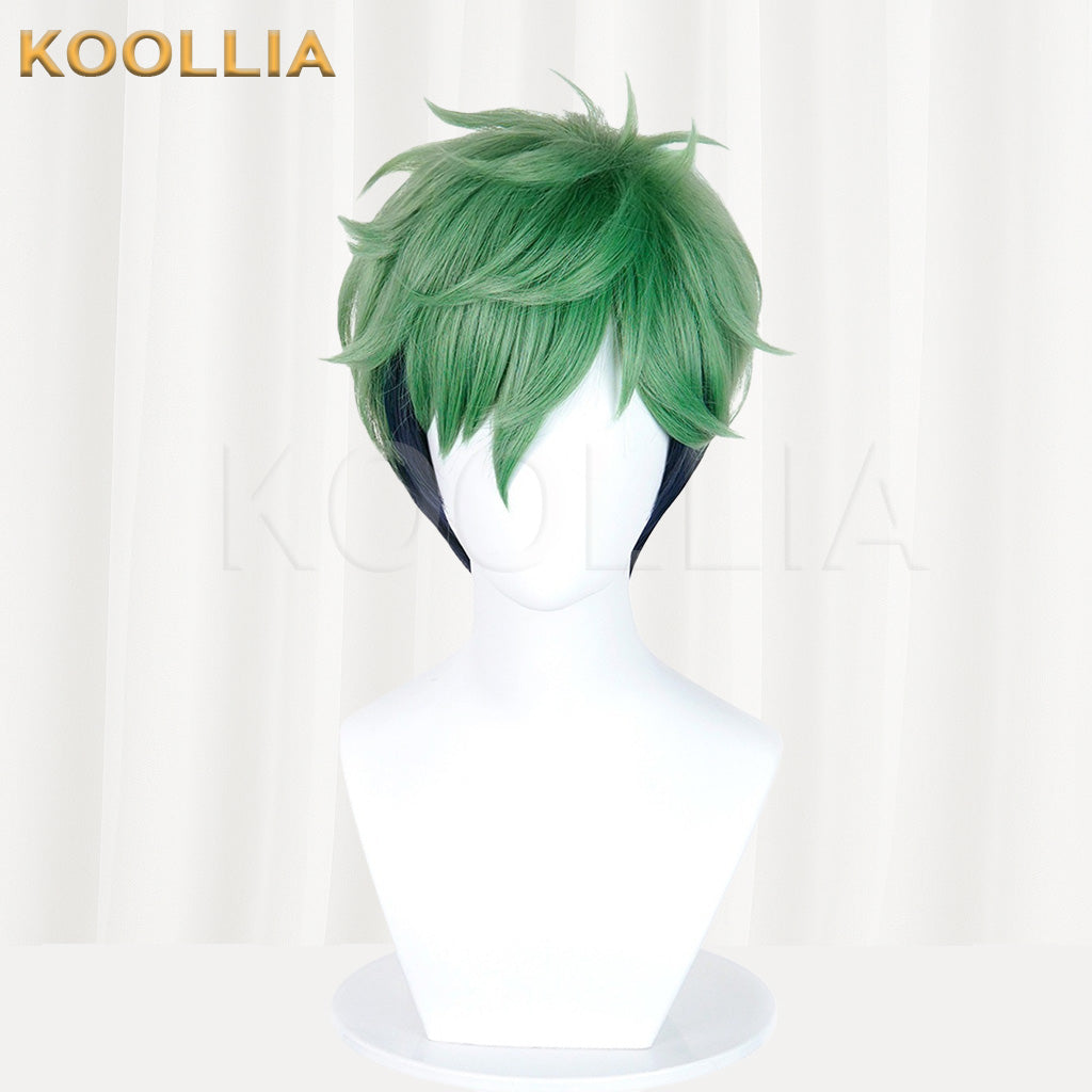 Ensemble Stars Kojika Juis Green Black Gradient Teased Spiky Short Basic Wig