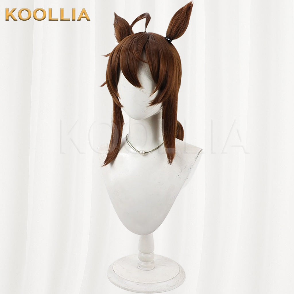 Uma Musume Nakayama Festa Deep Brown Low Ponytail Long Basic Wig