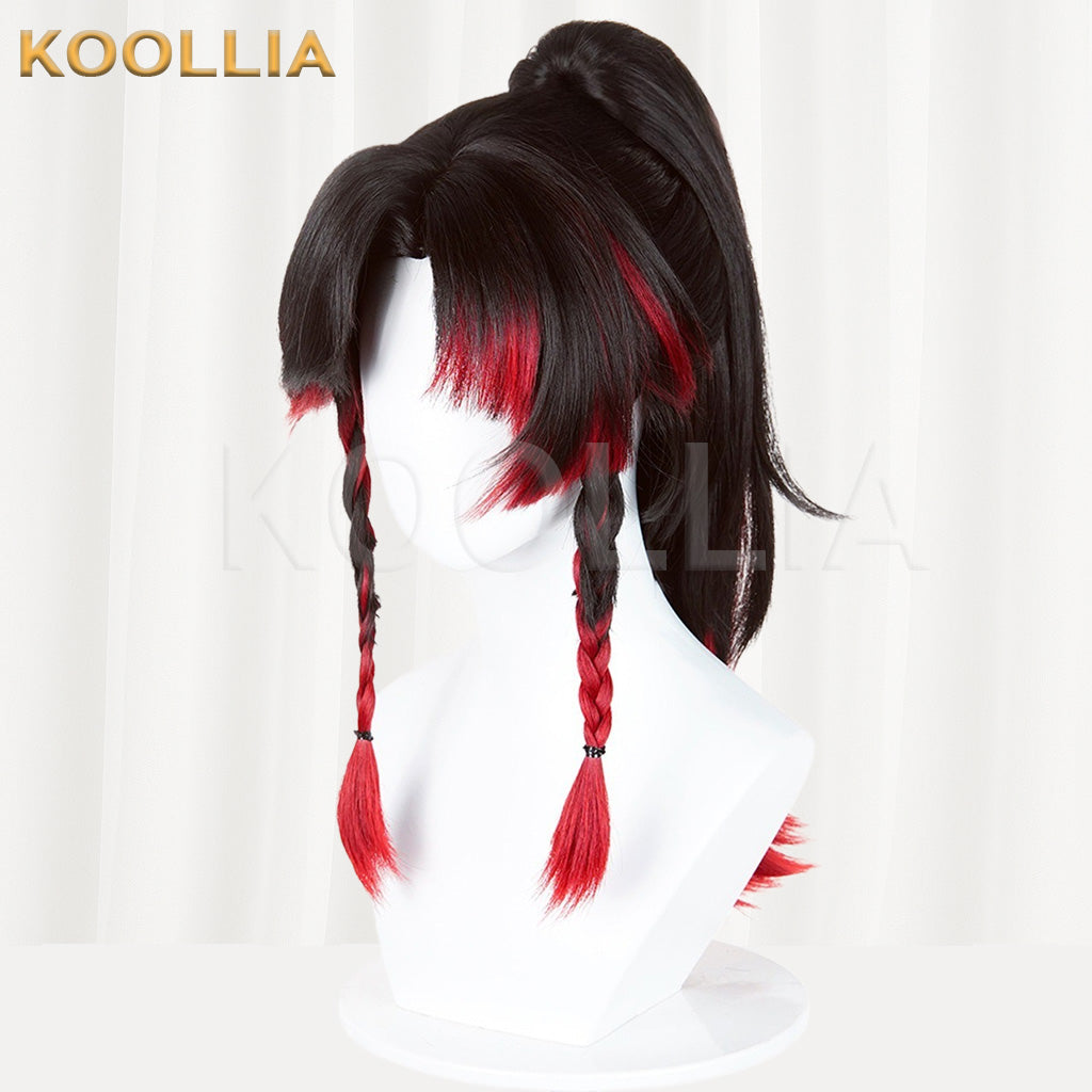 Honor of Kings Yun Ying Black Red Gradient Half-tied High Ponytail Basic Wig