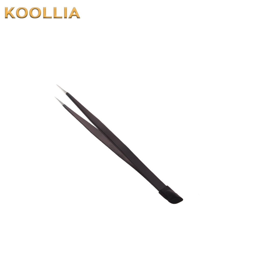 Dual-Ended Nail Art Tweezers with Silicone Tip – Stainless Steel Tool for Stickers, Rhinestones & DIY Crafts Wig Stylist Tools