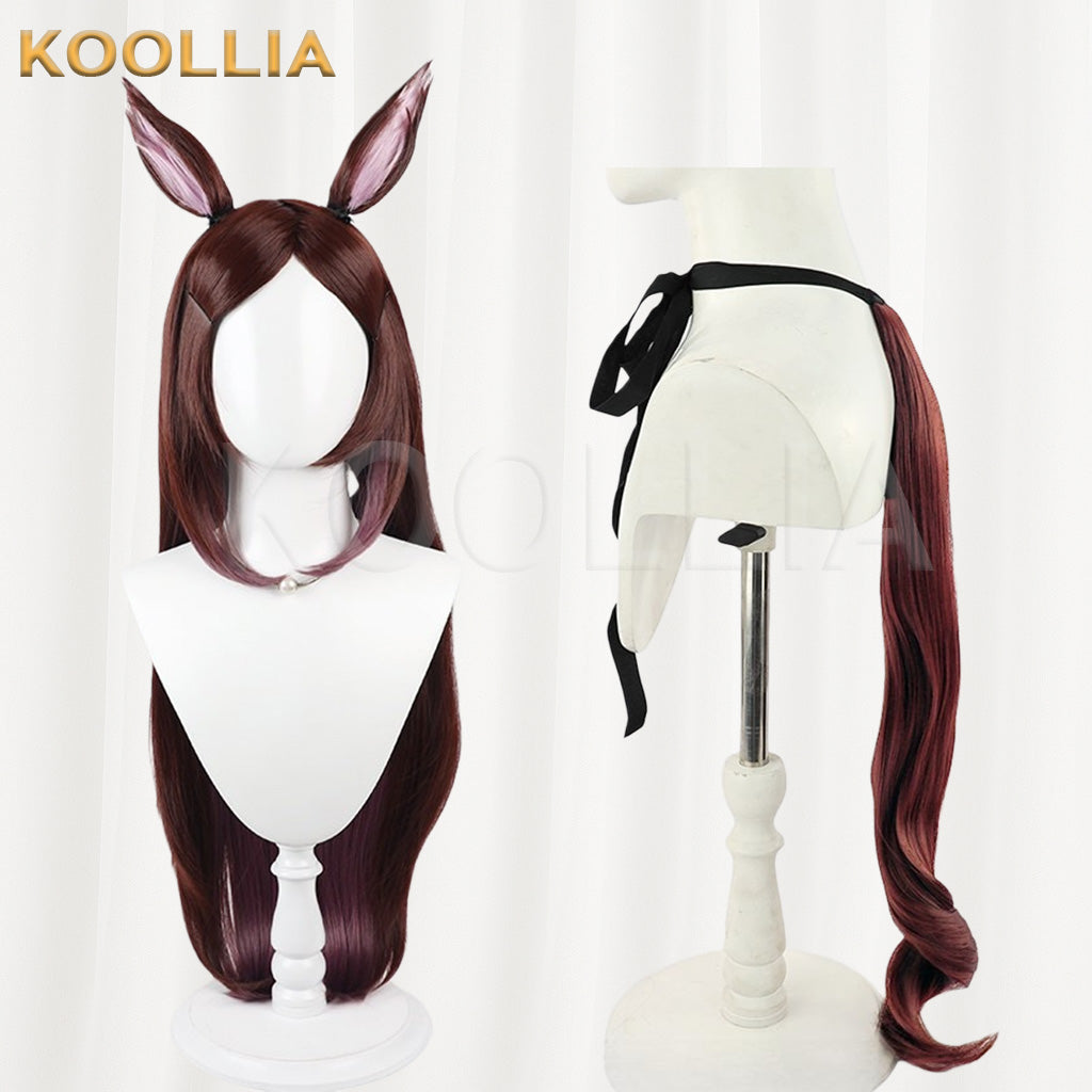 Uma Musume Pretty Derby Sakura Bakushi Dark Brown Pink Gradient Basic Wig