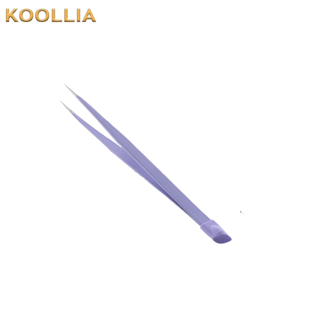 Dual-Ended Nail Art Tweezers with Silicone Tip – Stainless Steel Tool for Stickers, Rhinestones & DIY Crafts Wig Stylist Tools