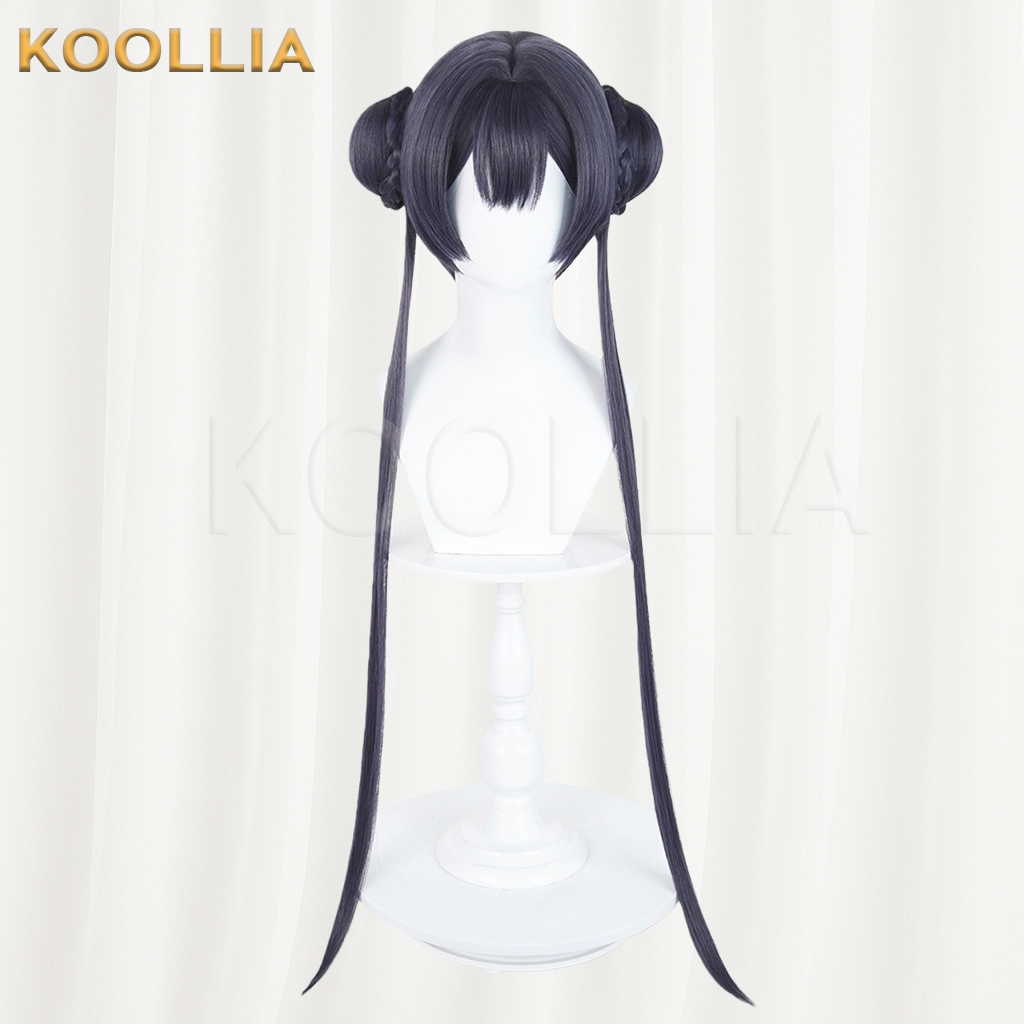 Blue Archive Kisaki Dark Blue Black Bun Basic Wig
