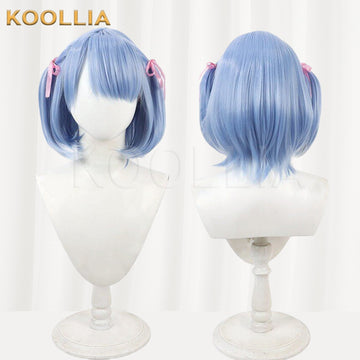 Multi-angle display of Virtual Singer Usada Pekora light blue twin tails basic wig