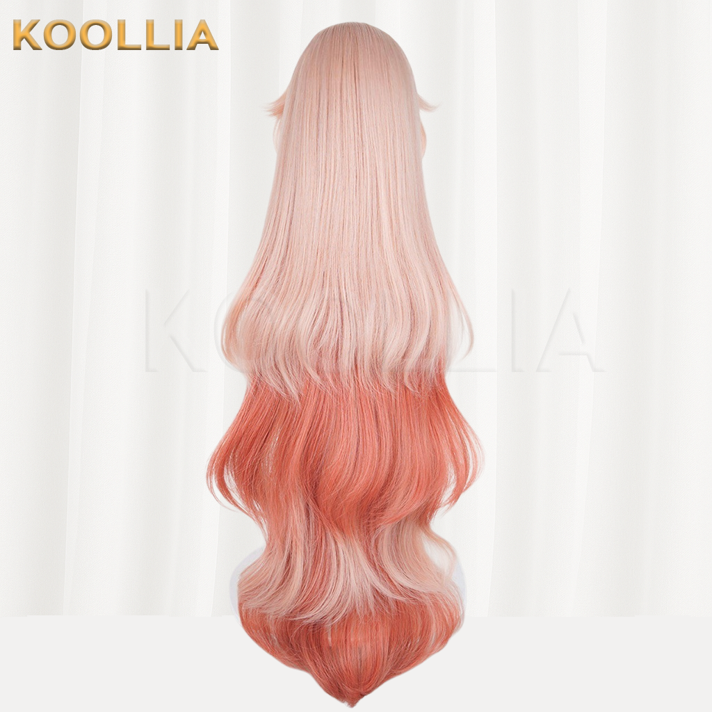 Arknights Haruka Pink Orange Gradient Long Wavy Basic Wig