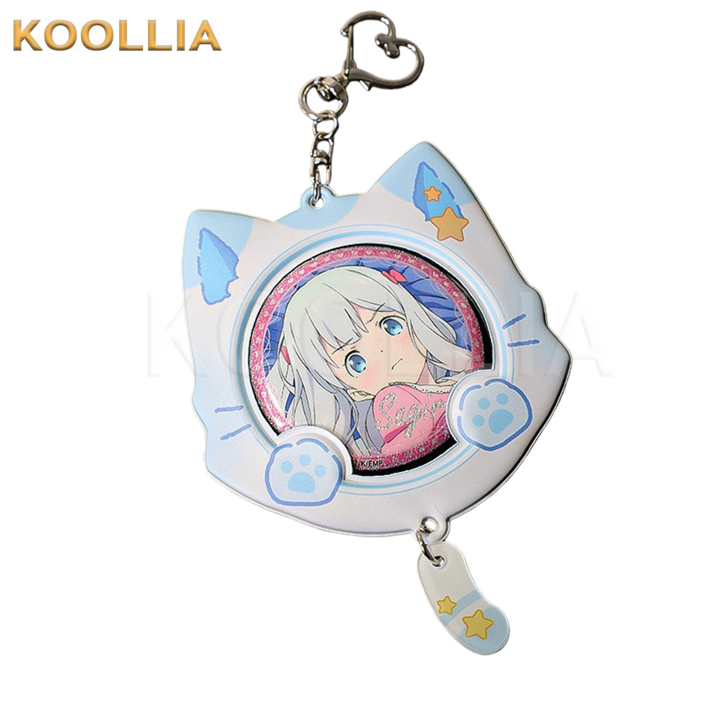Cute Cat Ear 58mm Anime Badge Holder Keychain PVC Ita Bag Charm