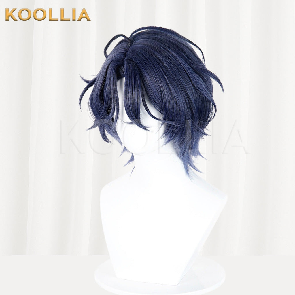 Ensemble Stars Kanze Chitose Navy Blue Purple Gradient Wavy Short Basic Wig