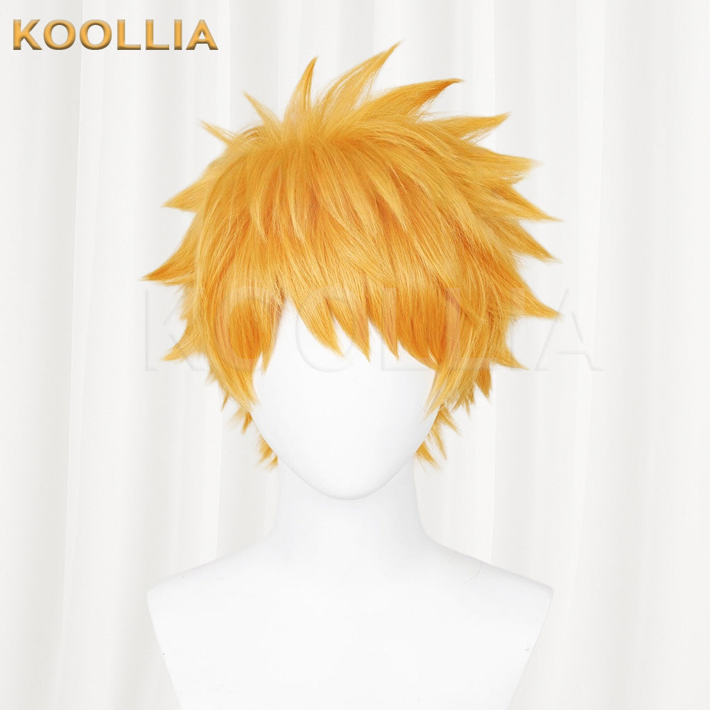 BLEACH Ichigo Kurosaki Bright Orange Golden Spiky Short Hair Basic Wig