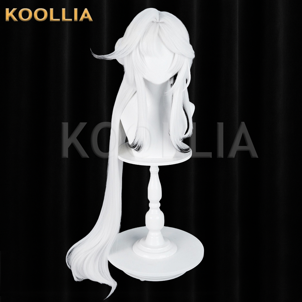 Wuthering Waves Xin Solid White With Black Tips Basic Wig