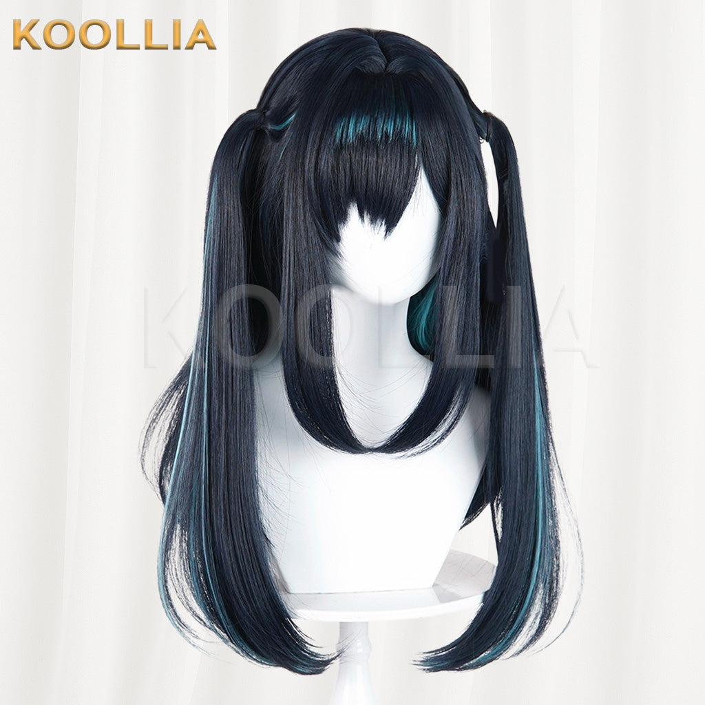 Arknights Closure Black Blue Green Highlight Basic Wig