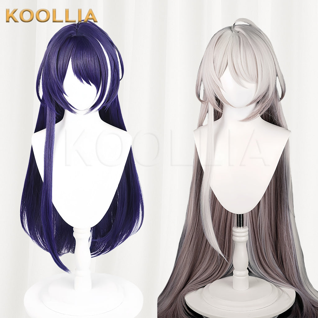 Honkai: Star Rail Acheron Longo Cabelo Roxo Peruca Básica