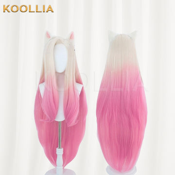 League of Legends & Arcane Ahri Long Blonde Pink Hair Basic Wig - KOOLLIA