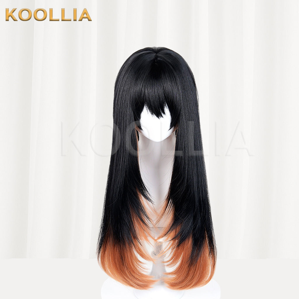 Gachiakuta Amo Empool Long Black Orange Hair Basic Wig