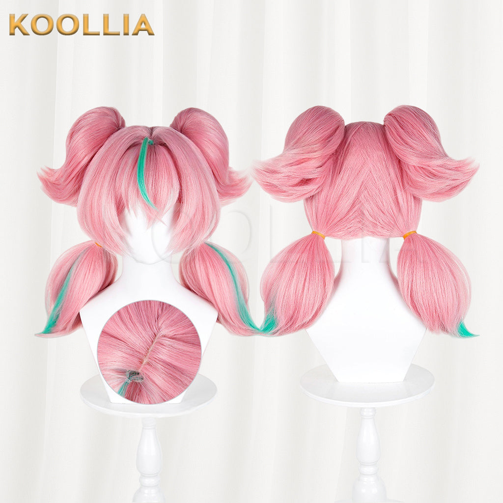 Zenless Zone Zero Aria Cosplay Wig – Long Pink Green Hair | KOOLLIA