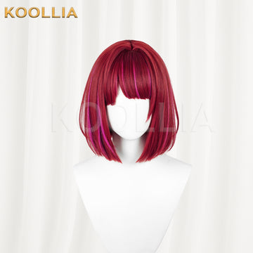 Front view of Oshi no Ko Arima Kana short red hair basic wig