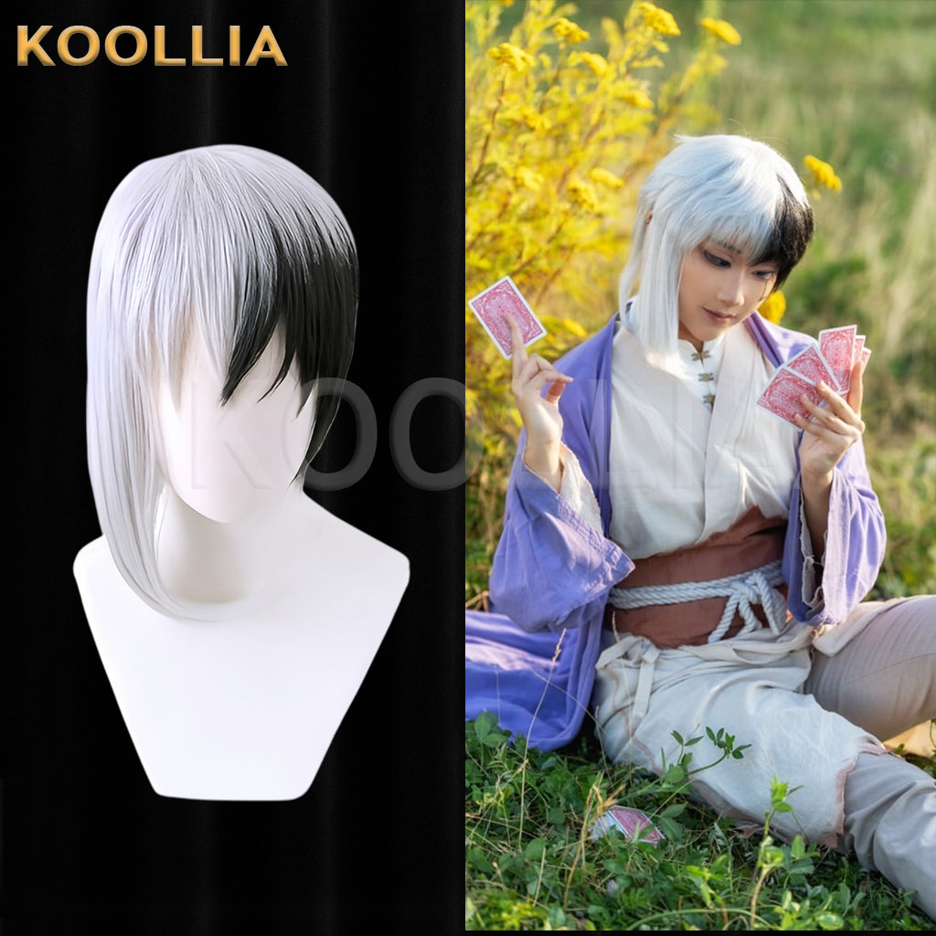 Dr.STONE Asagiri Gen Short Black Silver Hair Basic Wig