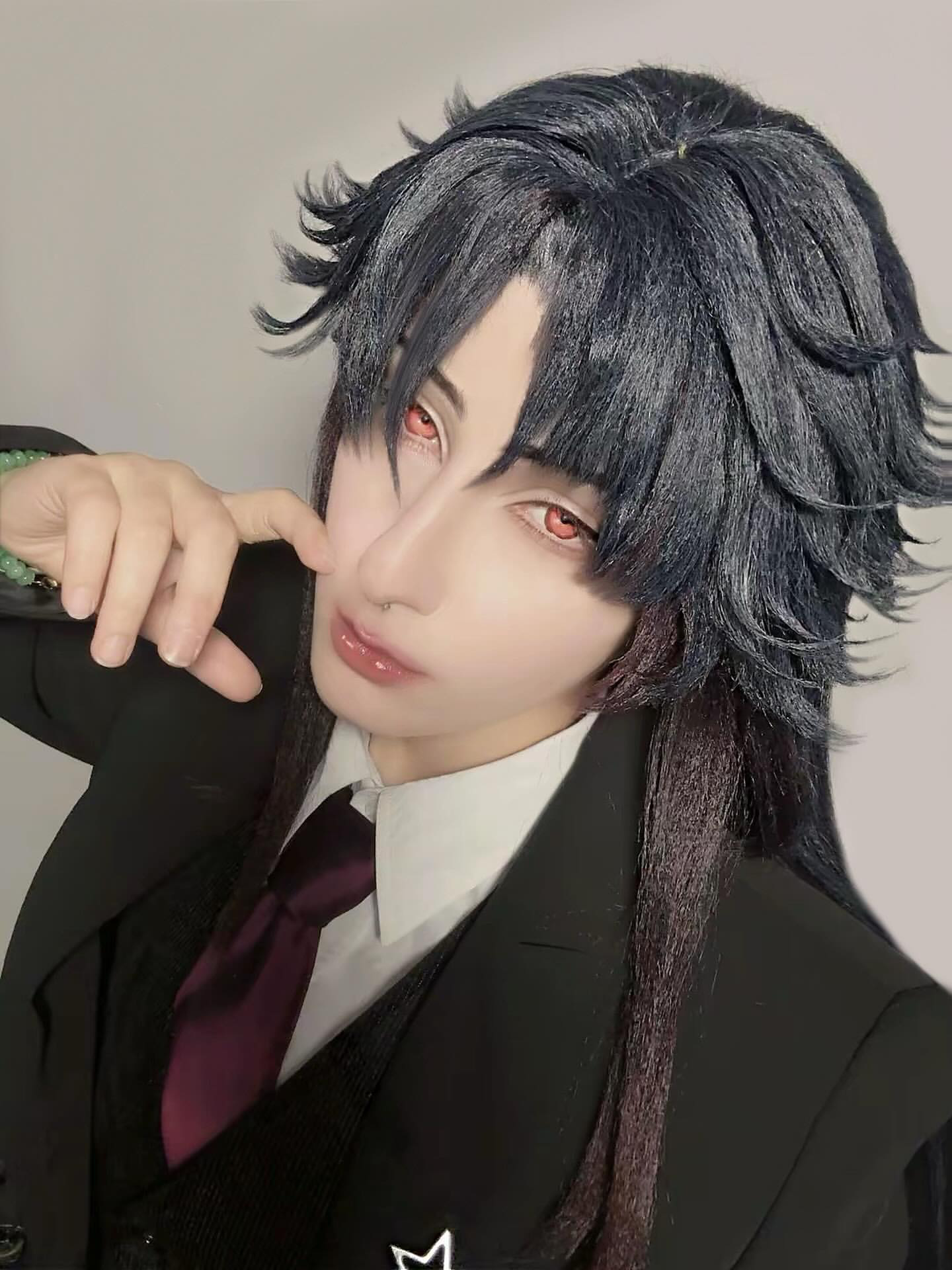 Honkai: Star Rail Blade Lange dunkelblaue Haare Basic Perücke