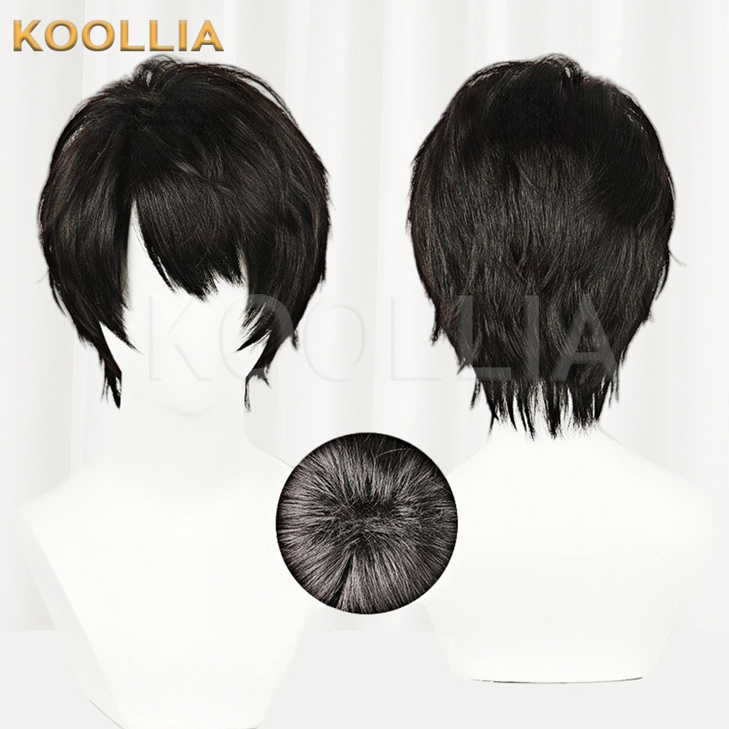 Love and Deepspace Caleb Short Black Gray Hair Basic Wig