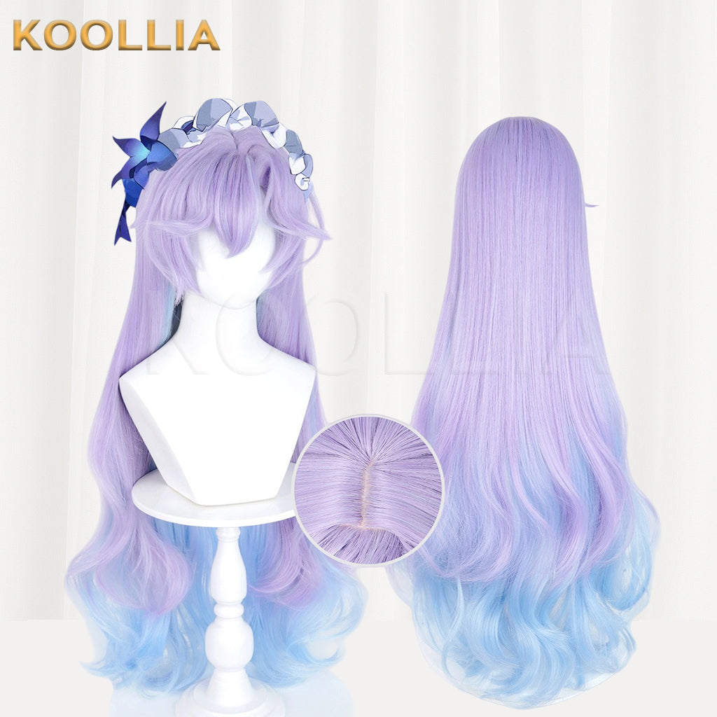 Wuthering Waves Cantarella Long Purple Blue Hair Basic Wig