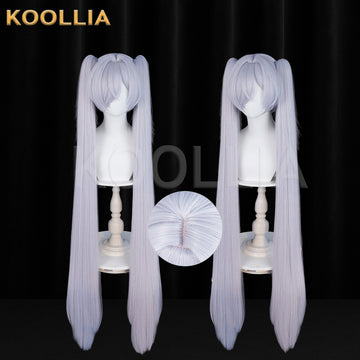 Multi-angle display of NIKKE: The Goddess of Victory Cinderella long silver hair basic wig