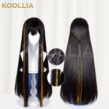 Honkai Star Rail Constance Long Black Hair Basic Wig Multi-angle Display by koollia