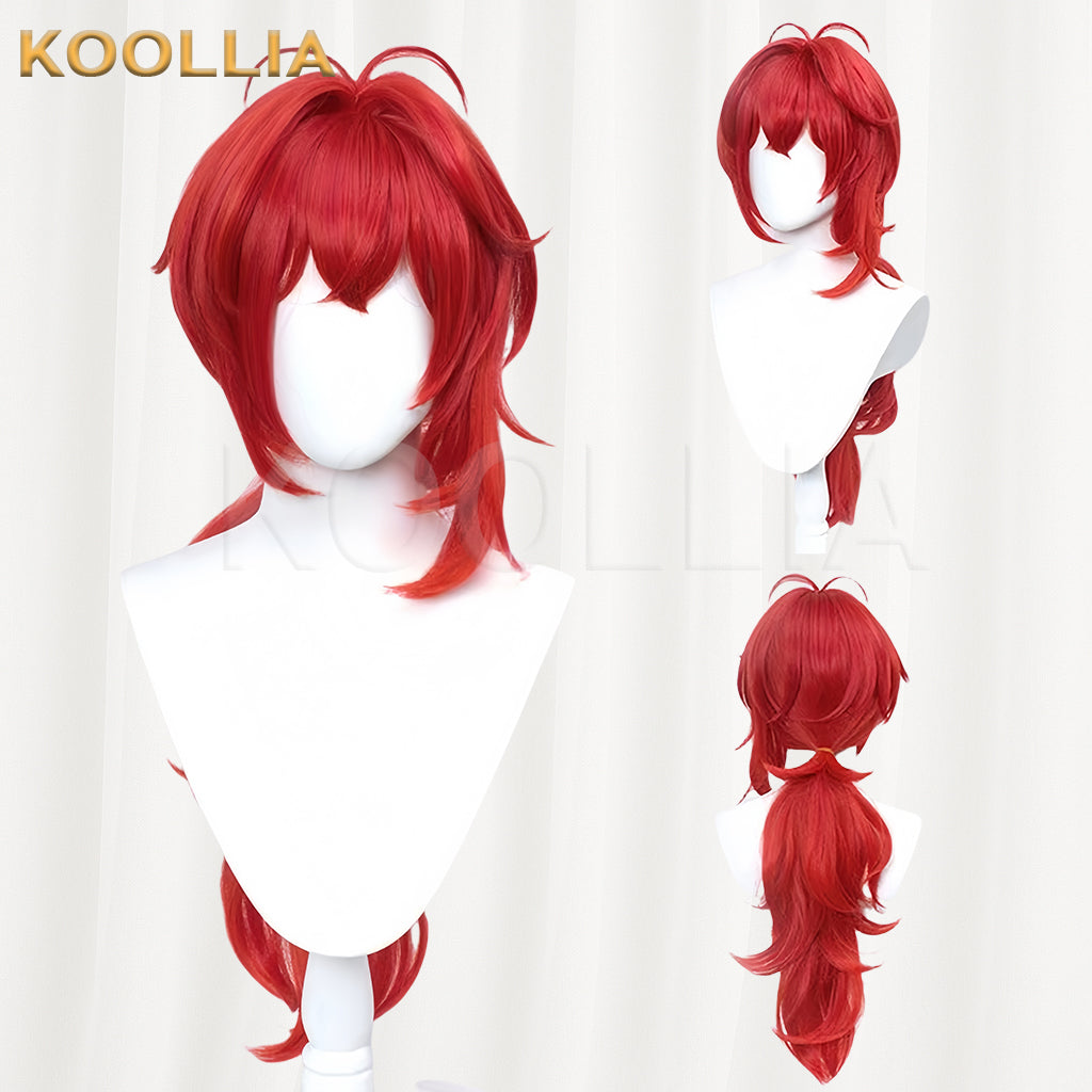 Genshin Impact Diluc Long Red Hair Basic Wig