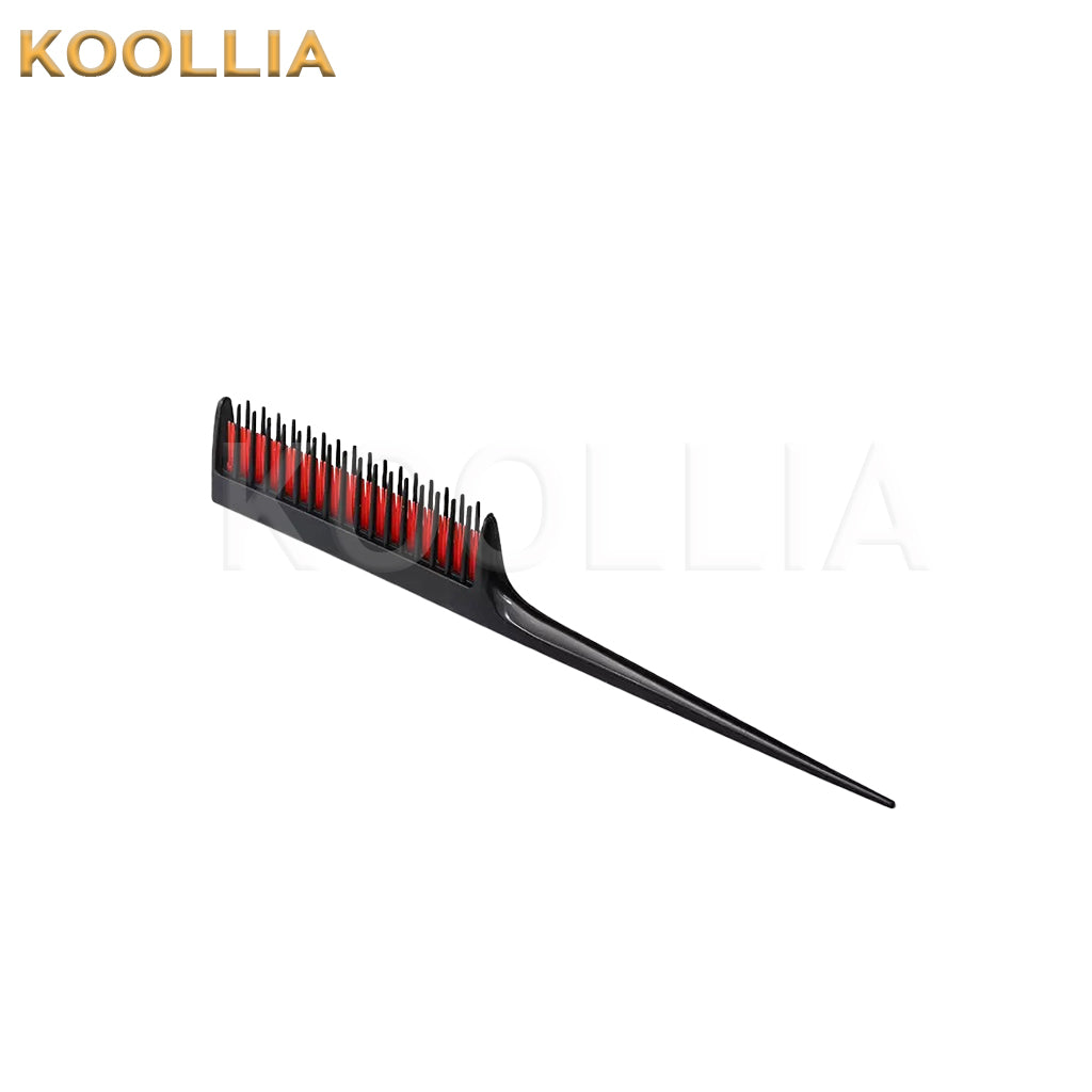 Dual-color highlighting comb – 3-row plastic teasing comb with a pointed tail.