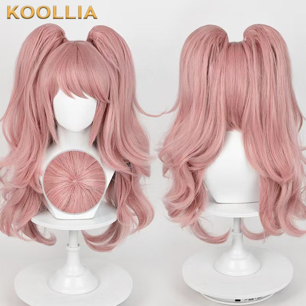 Danganronpa Enoshima Junko Peruca longa básica de cabelo rosa