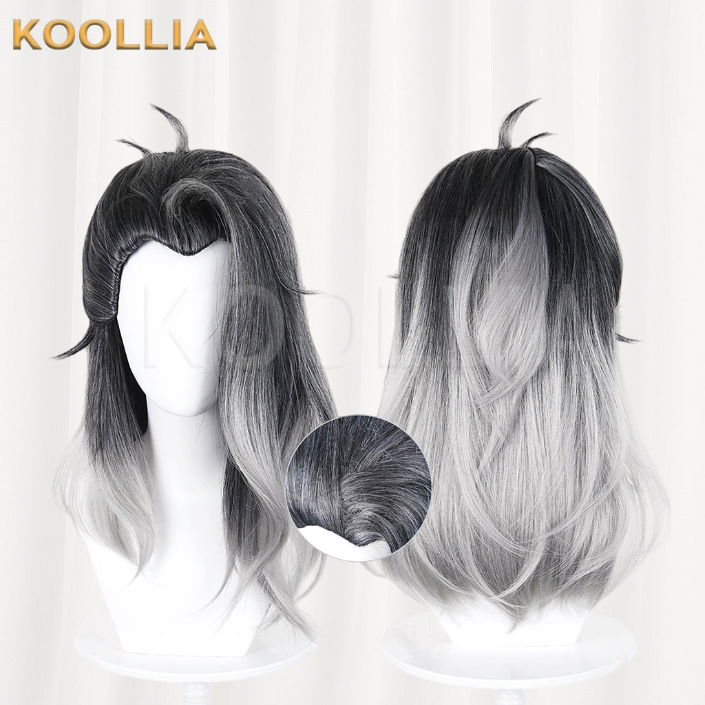 Valorant Fade Short Black Grey Hair Basic Wig