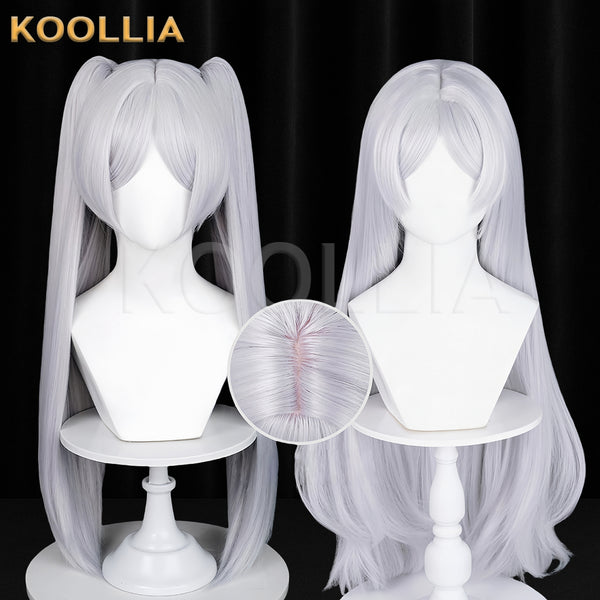 Koollia official Frieren silver twin-tail cosplay wig from Frieren: Beyond Journey's End, front and back view