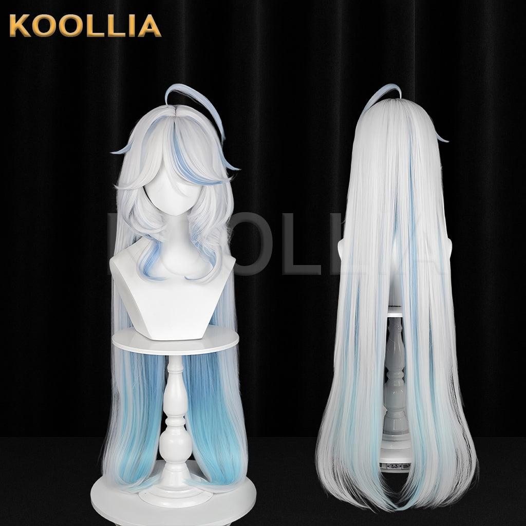 KOOLLIA- Genshin Impact Furina Cabelo Longo/Curto Misturado Peruca Básica