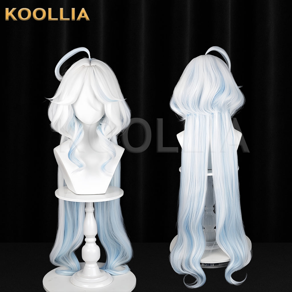 KOOLLIA- Genshin Impact Furina Cabelo Longo/Curto Misturado Peruca Básica