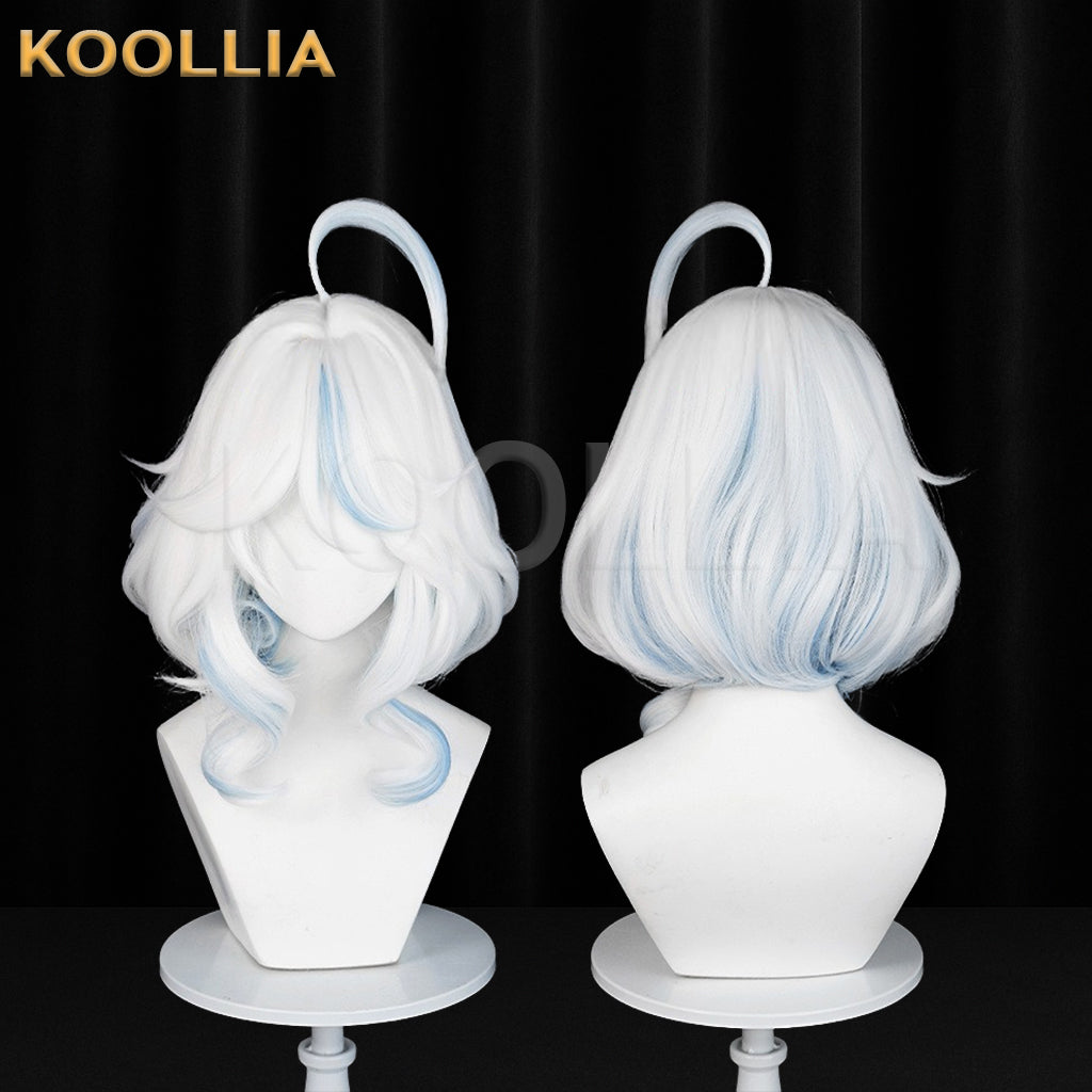 KOOLLIA- Genshin Impact Furina Cabelo Longo/Curto Misturado Peruca Básica