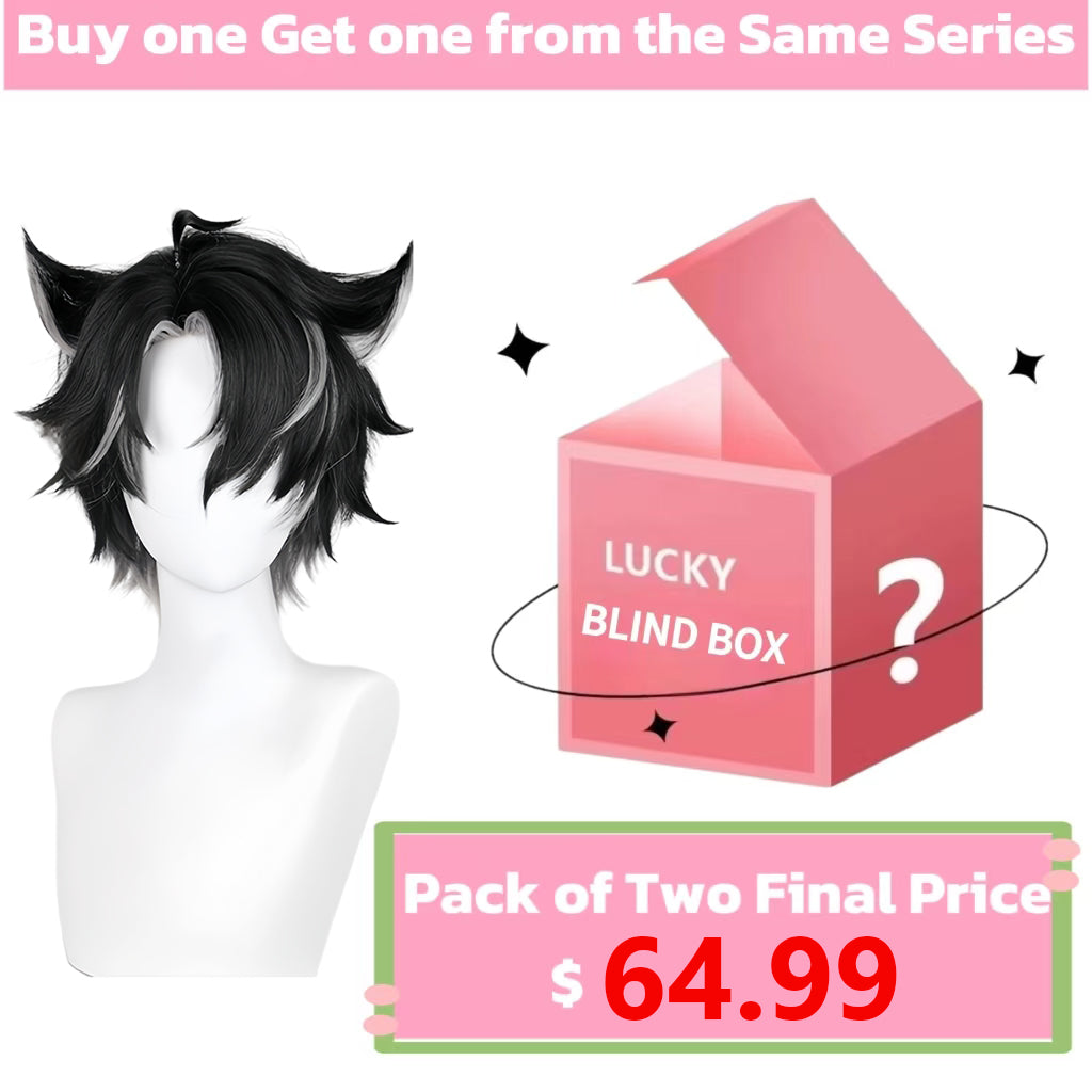 Genshin Impact Wriothesley Short Black Grey Hair Basic Wig KOOLLIA