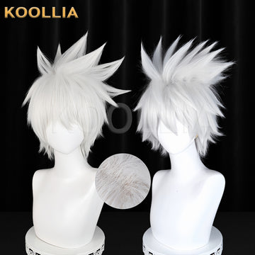Naruto Hatake Kakashi Short Silver White Hair Basic Wig Multi-angle Display by koollia