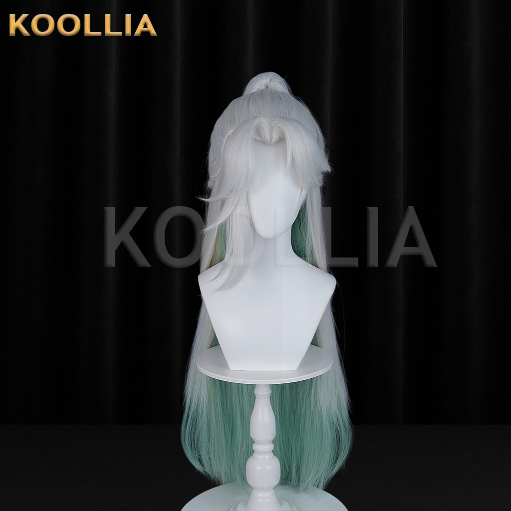 Honor of Kings Hou Yi Silver Green Long Hair Basic Wig